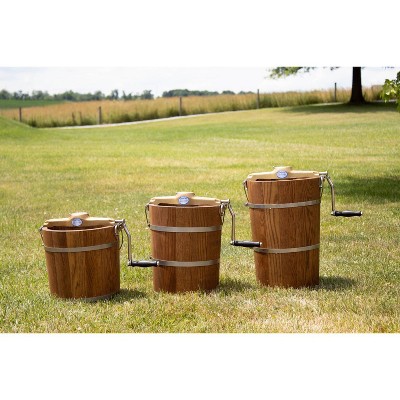 Hand Crank Oak and Stainless Steel Ice Cream Maker, 8 Quart