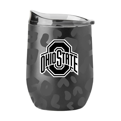 NCAA Ohio State Buckeyes 16oz Black Leopard Stainless Steel Wine Tumbler