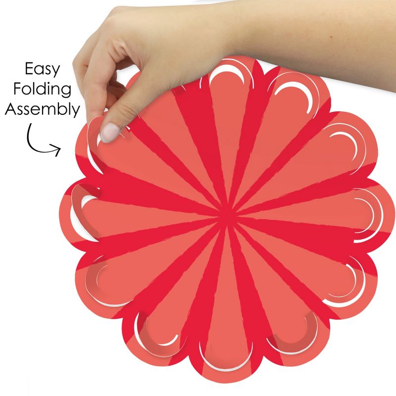 Big Dot of Happiness Red Stripes - Simple Party Round Table Decorations - Paper Chargers - Place Setting For 12, 5 of 9