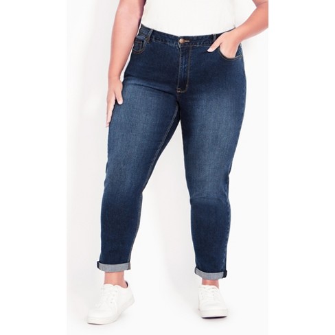 Women's Plus Size Stretch Girlfriend Jean Mid Wash - Average