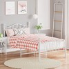Garvee Metal Platform Twin Bed Frame Mattress Foundation with Iron-Art Sweat Heart Headboard & Footboard/Firm Support & Easy Set up Structure, White - 3 of 4
