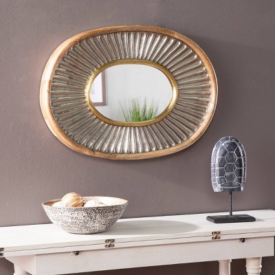 Howeas Aiden Lane Oval Decorative Wall Mirror Natural/Silver - Southern Enterprises