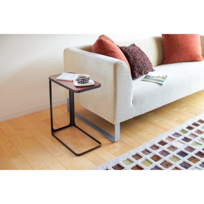 Minimalist Metal and Wood C-Shaped Side Table - Compact and Versatile