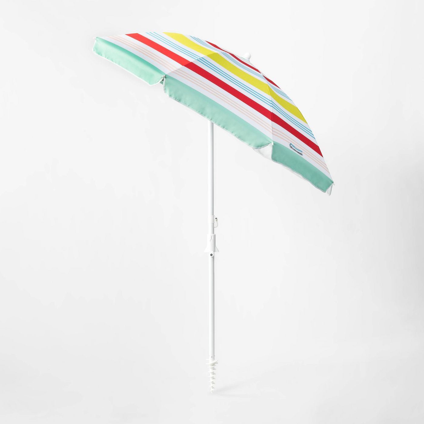 6' Variegated Stripe Beach Umbrella Red/Yellow/Blue - Sun Squad™ - image 2 of 5