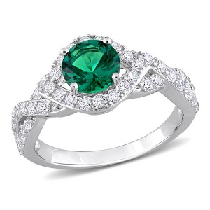 EVERLY JEWELRY |Sterling Silver 3 CT TGW Green & White Cubic Zirconia Fashion Ring - 1 of 4