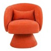 NicBex Faux Fur/Linen Swivel Accent Chair with Wooden Base,Modern Round Barrel Chair,Armchair for Bedroom,Reading Room - 4 of 4