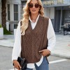 Women Sweater Vest  V Neck Sleeveless Knit Solid Casual Ribbed Preppy Pullover - 4 of 4