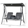 Syemin Patio Swings 2-Seat Patio Swing Chair, Outdoor Canopy Swing Glider with Storage Table, Seat Suspension, Gray, 69.25"*43.25"*64.5" - 3 of 4