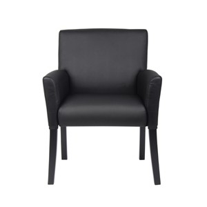 Executive Box Armchair Black - Boss Office Products: Ergonomic, Vinyl Upholstery, Wood Legs, Fixed Height - 1 of 4