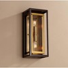 Possini Euro Design Modern Mid Century Outdoor Wall Light Fixture Oil Rubbed Bronze Brass 14" Double Box Glass for Exterior Barn Deck House Porch Yard - 2 of 4