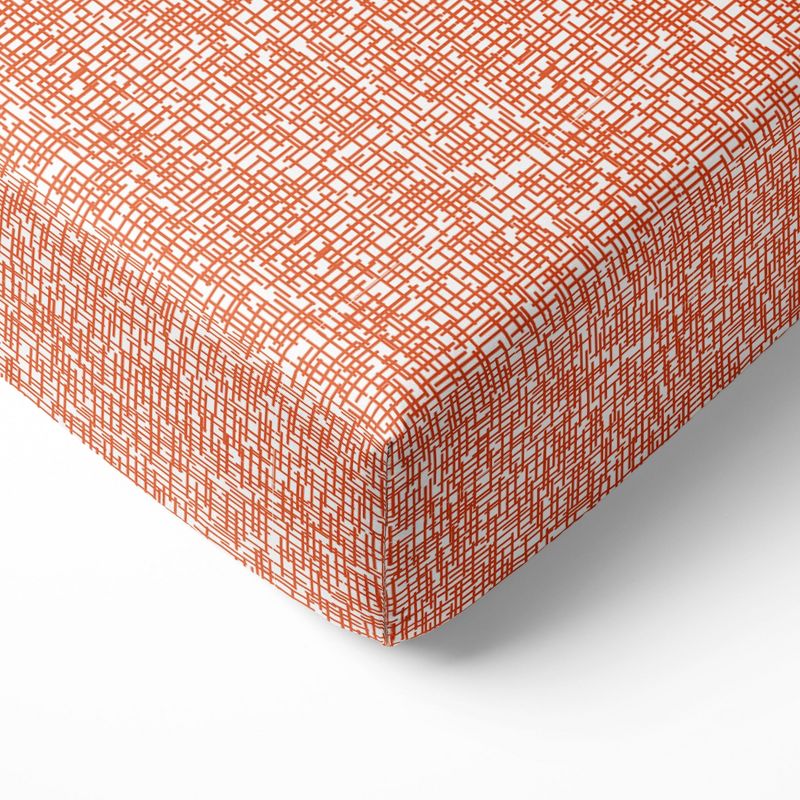 Bacati - Orange Texture Print 100 percent Cotton Universal Baby US Standard Crib or Toddler Bed Fitted Sheet, 1 of 7