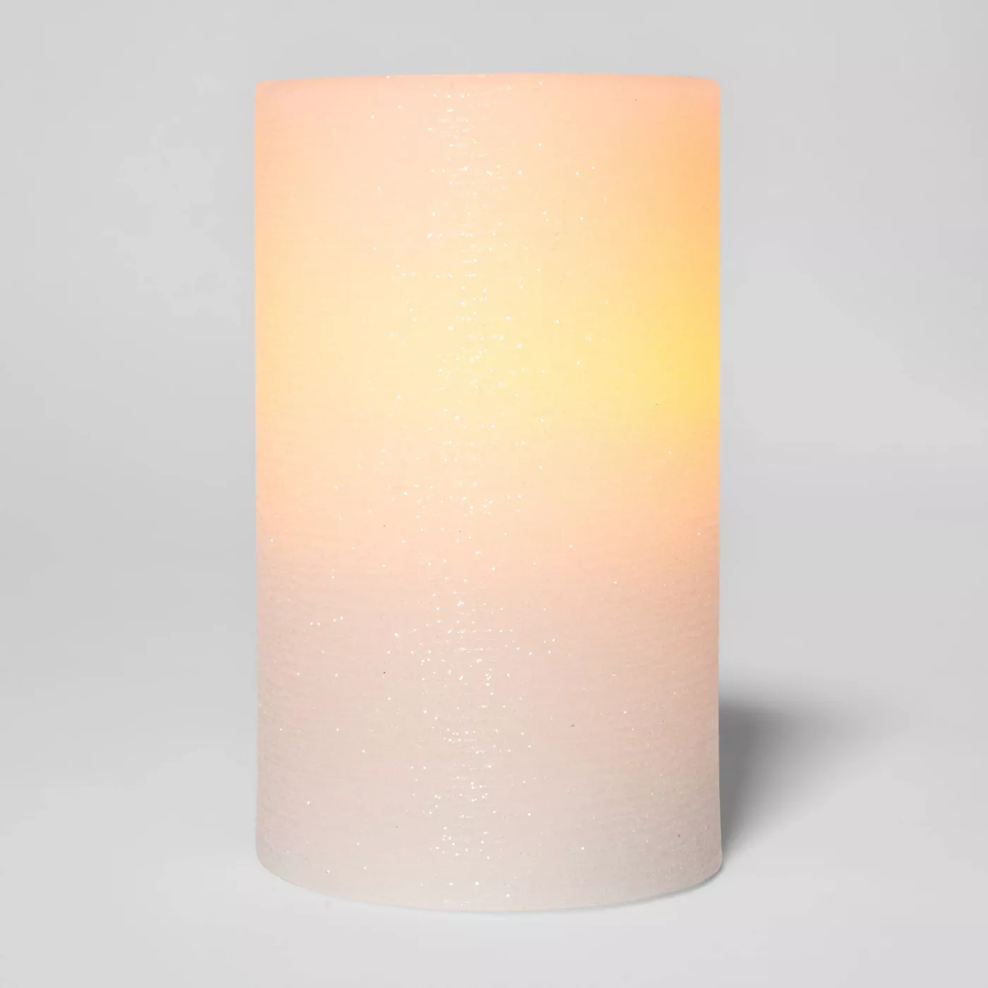 LED Distressed Shimmer Flameless Pillar Candle White - Threshold™ 