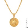 Steeltime 24" 14k gold plated sterling silver lion head round pendant with greek key accents - 3 of 3