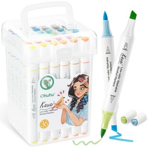 Ohuhu Washable Alcohol Markers Low-odor: Brush & Chisel Dual Tips Washable 36 Colors Art Markers for Coloring Illustration Comics - Ohuhu Kauai Series - 1 of 4