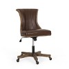 Coulee Contemporary Upholstered Roll Back Swivel Office Chair Dark Brown/Natural - Christopher Knight Home: Ergonomic, Adjustable Height - 3 of 4