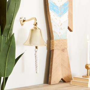 Brass Decorative Bell with Rope Detail - Olivia & May - 1 of 4