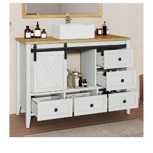 36 in Farmhouse Bathroom Vanity Sink Combo Storage Cabinet with Sliding Door and 5 Drawers for Bathroom - 1 of 4