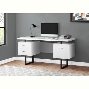 PAGED Simple Modern Computer Desk, Reversible Home Office Desk with 2 Storage Drawers and Filing Cabinet for Office, Study - 1 of 4
