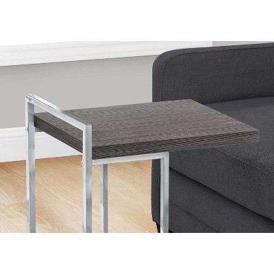 Contemporary Chrome and Gray Metal Rectangular Side Table