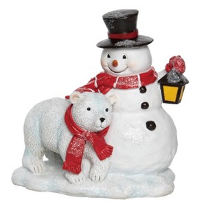 Transpac Resin 6 in. Multicolored Christmas Snowman and Critter Figurine - 1 of 2