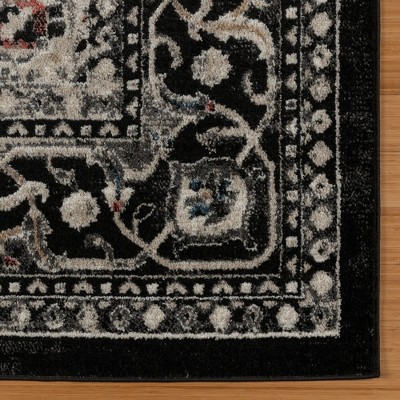 Black and Beige Tufted Synthetic Rectangular Area Rug