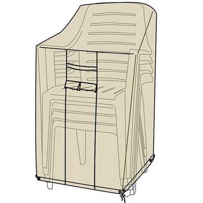 Plow & Hearth - Deluxe Outdoor Stacking Chairs Cover, Sand