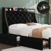 Whizmax Queen/Full Size Bed Frame with 4 Storage Drawers and Wingback Storage Headboard, Diamond Stitched Button Tufted Design, No Box Spring Needed - image 2 of 4