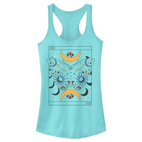 Juniors Womens Lost Gods Celestial Butterfly Tarot Racerback Tank Top - image 1 of 4