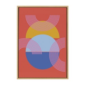 Kate and Laurel Sylvie Shapes and Arches in Red Framed Canvas by Apricot and Birch, 23x33, Natural - 1 of 4