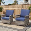 Belord High Back Outdoor Swivel Rocker Chairs Set, Gray Wicker Patio Furniture with 5-Inch Armrests and Thick Cushions for Porch, Deck, Balcony - 3 of 4