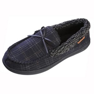 Men's Slippers Moccasin Plush Lined House Shoes Fuzzy Furry - 1 of 4
