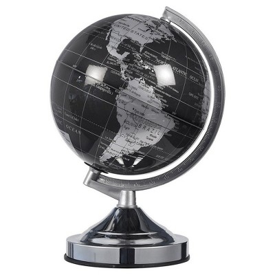 Juvale Small World Globe with Lightweight Stand for Home and Desk Decor (Black, 8 in)