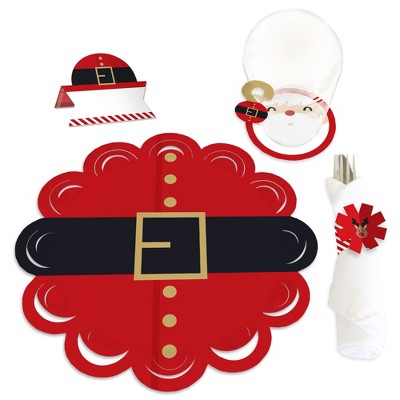 Big Dot of Happiness Jolly Santa Claus - Christmas Party Paper Charger and Table Decorations - Chargerific Kit - Place Setting for 8