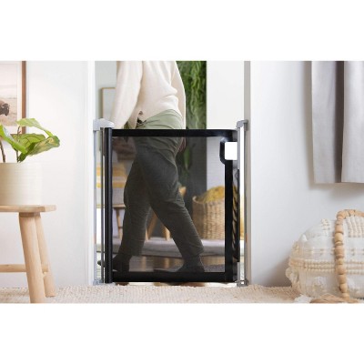 Black Retractable Mesh Baby Gate with Auto-Lock, 52" Wide