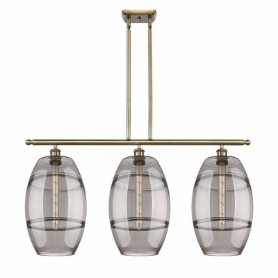 Vaz - 3 Light Stem Hung Island In Industrial Style-19 Inches Tall and 36.5 Inches Wide