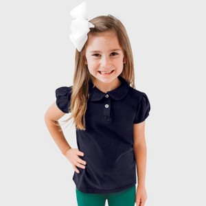 City Threads Puff Short Sleeve Girls Cotton Polo Tee with Peter Pan Collar - USA-Made - 1 of 4