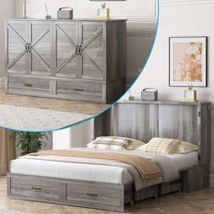 Mjkone Modern Queen Size Murphy Bed with USB ports,Drawers,with 4.7''Mattress - 1 of 4