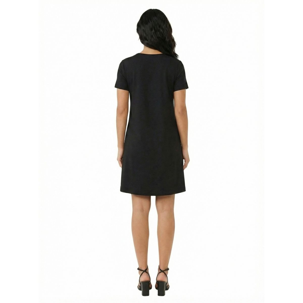 24seven Essential Petite Short Sleeve Round Neck Mini Shift Dress - thumbnail 3