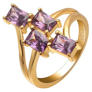 Tiana Statement Ring Blue Cz Gold Plated Sterling Silver Womens Ginger Lyne Collection - 1 of 4