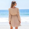 Women's Solid Surplice Neck Long Sleeve Mini Dress - Cupshe - 4 of 4
