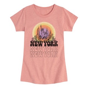 Girls' - Instant Message - New York Vintage Fitted Short Sleeve Graphic T-Shirt - 1 of 4