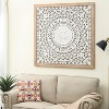 LuxenHome Distressed White Wood Flower with Natural Wood 47.3" Square Frame Wall Decor.. - 3 of 4