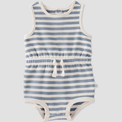 Image of Little Planet by Carter's Organic Baby Striped Romper - Gray 12M