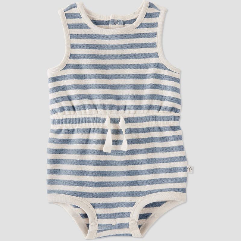 Little Planet by Carter's Organic Baby Striped Romper - Gray, 1 of 4