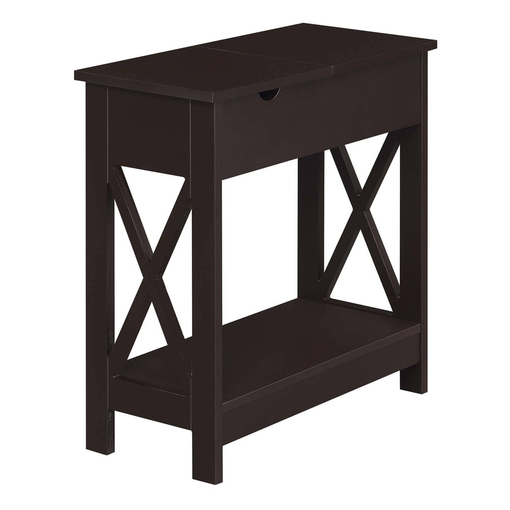 Oxford Flip Top End Table with Charging Station Espresso - Breighton Home
