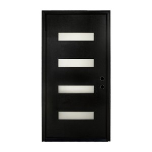 MATEERTY New Design Fiberglass Composite Door Left Hand Inswing Entrance Door Black Exterior Front Entry Doors with 4-9/16 Frame - 1 of 4