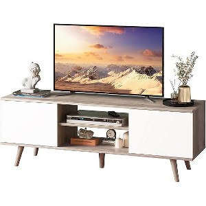 SweDrea Greige TV Stand Boho Entertainment Center with Storage Cabinets - 1 of 1