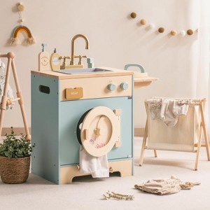 ROBOTIME Kitchen Washer Playset with Clothes Basket, Iron and Sink, Toy Sets, Blue, 20"*11.8"*22" - 1 of 4