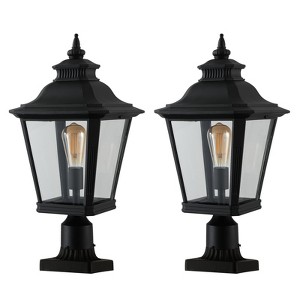 Gulches Outdoor Lamp Posts, 18-22" Vintage Black/Bronze Lanterns with Clear Glass, Waterproof for Garden, Patio, Pathway (1-2 Pack) - 1 of 4