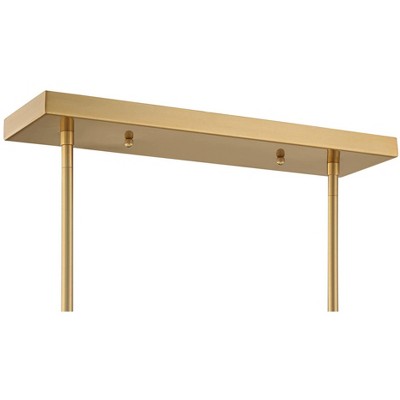 Soft Gold Linear Island Pendant with Clear Glass Shades